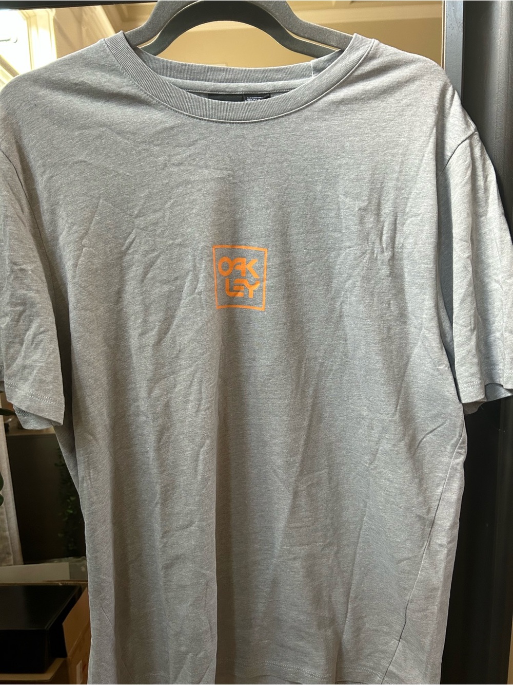 Oakley Light Gray Short Sleeve Tee with Orange Logo